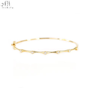 Fabricant de bijoux fins en gros, exportateur de bijoux AU750 pour usage quotidien, bracelets en or jaune massif 18 carats avec diamants naturels pour femmes - Product Image 1