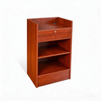Comptoir de caisse moderne en bois MDF, mobilier de magasin de détail avec armoire de rangement, fabricant sur mesure