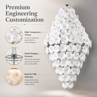 Lustre moderne personnalisé en céramique longue, réglable en hauteur, LED de luxe, télécommande, intensité variable, lampe de projet pour hall d'hôtel, villa