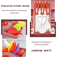 Jouets d'appareils de cuisine pour enfants, ensemble de cuisine d'imitation avec lumières et musique, éviers de cuisine avec cuisinière à induction électronique