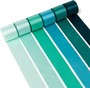 Nastro in raso verde acqua/verde smeraldo/verde menta chiaro da 1-1/2 pollici, colore teal, per fiori, 100 iarde - Product Image 1