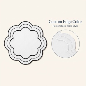 Serviettes en tissu brodées à la main, carrées classiques, réutilisables, décoration de table, couleurs personnalisables, blanc avec bordure noire, rouge, argentée - Product Image 6