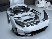 Kit carrosserie en fibre de carbone sèche style Ferrari 488 Pista : barre avant, barre arrière, aileron, jupes latérales, lèvre arrière – Amélioration et adaptation 2015