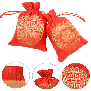Sac à cordon rouge en brocart de style chinois, broderie satinée, pour mariage, bonbons, bijoux, vente en gros d'usine, bénédiction est - Product Image 1