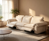 Ensemble de canapés inclinables électriques VOXHOME en polyester, meubles de salon modernes, canapé inclinable en tissu à 3 places réglable électriquement