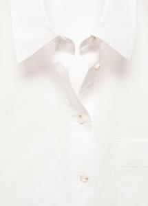 Camicie da donna con Design personalizzato con bottoni a manica lunga con tasca anteriore in cotone bianco Casual - Product Image 5