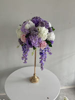 Boule de fleurs artificielles en soie modèle Simpson 006, couleur violette, pour décoration de mariage