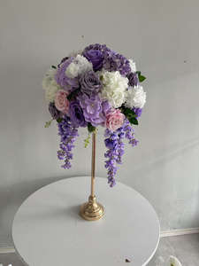 Boule de fleurs artificielles pour centre de table, boule de fleurs violettes, boules de fleurs en soie pour centre de table, décoration de mariage - Product Image 3