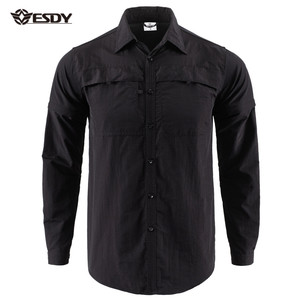 Camisa Táctica de Manga Larga de Color Sólido ESDY, Mangas Desmontables, Camisa Informal para Senderismo Diario, Secado Rápido - Product Image 1