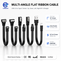 Produsen OEM/ODM LUNGKAY Kabel USB 2.0AM ke Tipe C Silikon Lembut Pipih 480Mbps untuk di Dalam Casing Komputer, Transmisi Data