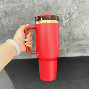 Bouteille isotherme en acier inoxydable de 40 oz, plaquée or miroir, vert foncé et rouge, pour impression laser, idéale pour l'extérieur - Product Image 2