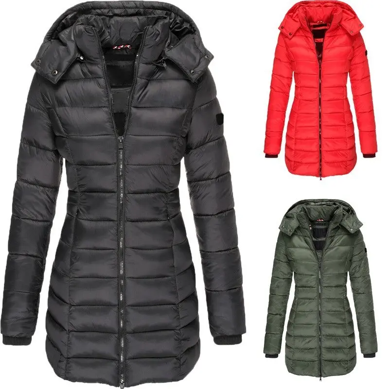 Winter Coats for Women Quilted Bubble Padded Hooded Coat Down Jacket Casual Women's Warm Long Puffer Coat