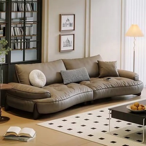 Italian Minimalist Leather Curved Retro Living Room Modern Simple Designer Combination S080 New Vintage Leather Luxurious V - Product Image 4