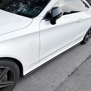 Amp-Z Side Skirts Piano Black Carbon Fiber Texture Matte Finish For Mercedes-Benz C-Class W205 C205 AMG Line - Product Image 2