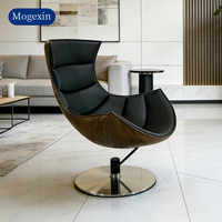 Fauteuil inclinable pivotant en cuir italien moderne avec pieds en métal pour salon et bureau à domicile, fauteuil de relaxation pivotant