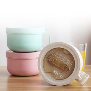 Microwave Safe Lightweight Wheat Straw Fiber Food Catering Ramen Cereal Noodle Plastic Bowl with Flatware