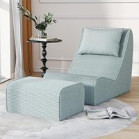 Fauteuil pouf géant moderne en forme de L pour adultes, en velours côtelé, avec fonction inclinable, soutien dorsal inégalé et appui-tête amovible