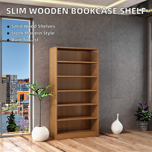 Modern <strong>Narrow</strong> Wooden Bookcase Wall Storage Cabinet | <strong>Shelf</strong> <strong>Unit</strong> for Living/Bedroom/Office, Integrated Floor Rack Simple Design - Product Image 2