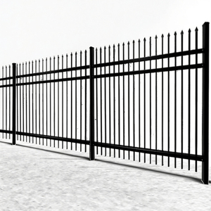 Bán nóng 6ft đen sơn tĩnh điện nhôm thép hình ống cổng đường lái xe 3 phong cách đường sắt bảo trì thấp hàng rào an ninh nhà - Product Image 1