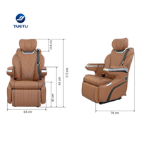Siège de capitaine de luxe personnalisé marron avec inclinaison électrique et repose-jambes en cuir, chaise VIP pour amélioration de véhicules RV, Van, MPV
