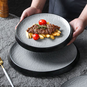 Assiette de restaurant jetable en mélamine, écologique, non toxique, durable, incassable, avec motif de pierre <span class=keywords><strong>grise</strong></span>, passe au lave-vaisselle - Product Image 1