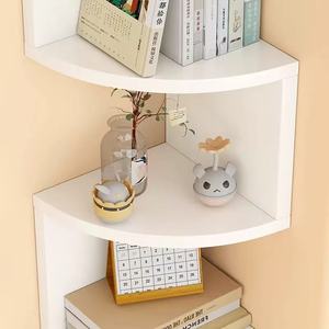 현대 흰색 코너 선반 장치, 거실/침실을 위한 벽걸이 형 디스플레이 랙, 책 및 장식용 다층 보관 - Product Image 5