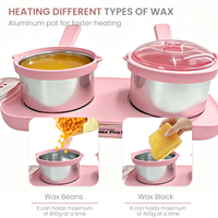Chauffe-cire numérique double pot rose 600 ml x 2 200 W pour épilation en salon, prise OEM