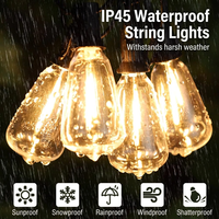 Guirlande lumineuse solaire d'extérieur LED ST38 Edison Bulb Smart IP44 en plastique décorative pour jardin, Noël, camping, patio