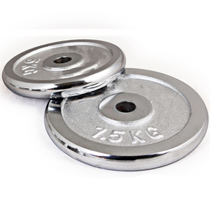 Tạ đòn, tạ tay bằng gang đúc bạc miễn phí, giá rẻ, thiết bị tập thể dục phòng gym với logo tùy chỉnh, loại đĩa tạ có viền bảo vệ - Product Image 1