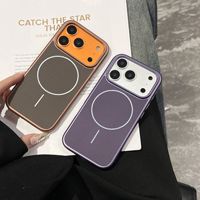 Coque de téléphone portable antichoc magnétique intégrale en TPU+PC givré effet peau avec protection d'objectif pour 16 Pro Max