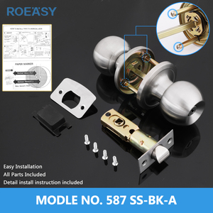 Roeasy Stainless Steel Cylinder Entrance Knobset Tubular Round Knob <strong>Door</strong> <strong>Lock</strong> With Zinc Handles for <strong>Bathroom</strong> Use - Product Image 5