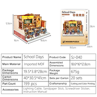 Kit DIY en bois pour salle de classe miniature avec éclairage LED tactile, scène scolaire miniature, cadeau créatif pour adultes passionnés