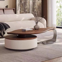 Moderner Blattförmiger Massivholz & Edelstahl Luxus-Couchtisch Dekoratives Design für Wohnzimmer Villa Heim-Einrichtung
