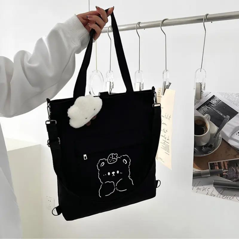 Jk 핸드 백팩 만화 학생 캔버스 가방 도매 간단한 대용량 가방 여성용
