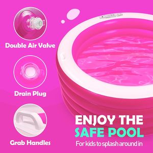 Piscina Inflable Redonda Profunda de PVC de 72" x 30" (183 cm x 76 cm), 0.4 mm de Grosor, Plegable, para Adultos y Niños, Uso en Jardín, Color Rosa, Marca MAKE WAVES - Product Image 6