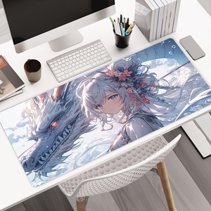 Dragon Anime Girl Office Gaming Mouse Pad Large Gaming Mousepad Waterproof Non Slip <b>Rubber</b> Stitched <b>Edges</b> Keyboard Extended Mat - Product Image 1