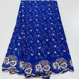 Prix de Gros d'Usine Tissu <span class=keywords><strong>Dentelle</strong></span> Tulle Suisse 100% Coton Brodé de Fil d'Or et d'Argent pour Robes Africaines - Product Image 4