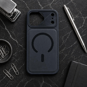 Étui de téléphone magnétique de luxe à texture <span class=keywords><strong>fibre</strong></span> pour iPhone 18 17 16 15 14 Series – Coque arrière hybride antichoc et protectrice - Product Image 3