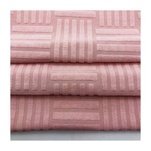 <span class=keywords><strong>2024</strong></span> nuevo patrón de barra vertical y horizontal de punto 285gsm 79% poliéster 20% algodón 1% SPX toalla Rosa tela de rizo para ropa - Product Image 2