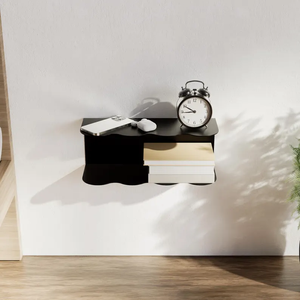 2 Tier Floating Metal <strong>Bedside</strong> <strong>Table</strong> with Storage <strong>Wall</strong> Mounted Nightstand Shelf for Bedroom - Product Image 2