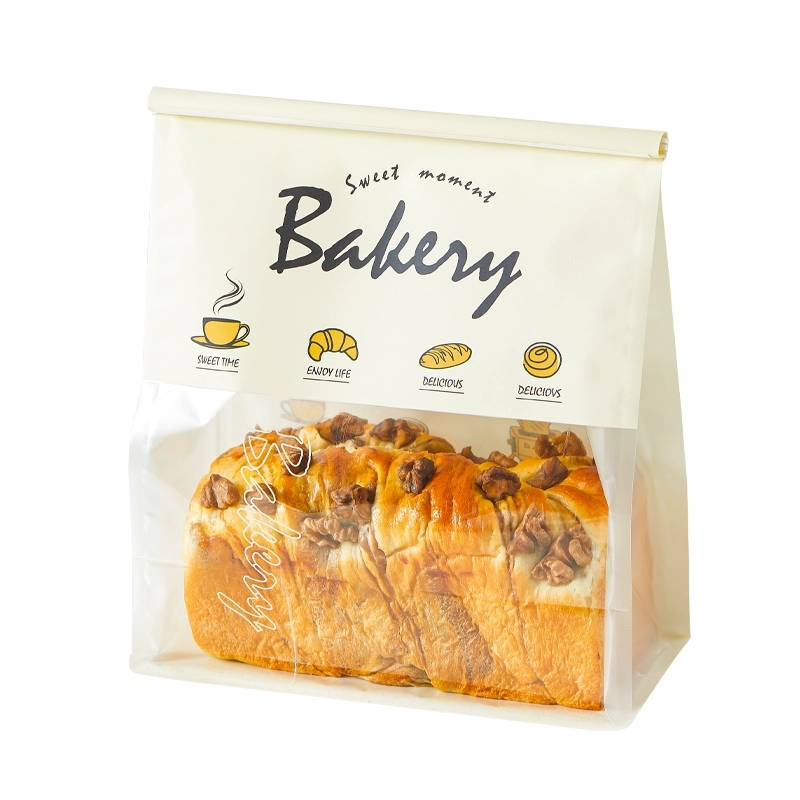 Bakery Food Baguette Loaf Cookies Packing White Kraft Bag Sandwich Bread Packaging Paper Bag With Window