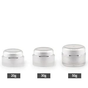 20g 30g 50g 20ml 30ml White Frosted Silver Edge Double-layer Cosmetic Lotion Essence Pump Bottle