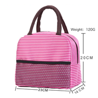 Sac isotherme portable classique rayé avec logo personnalisé, sac isotherme en aluminium imperméable, sac à lunch pour étudiants, boîte à lunch
