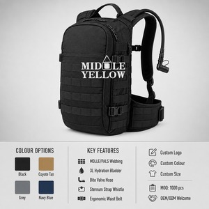 Sac à dos d'hydratation MOLLE robuste 3L avec logo personnalisé, poche à eau intégrée, ceinture de taille, fabrication OEM ODM, vente en gros directe d'usine, MOQ 500 - Product Image 3