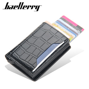 Baellerry Men's Card Holder Crocodile Pattern Multi Slot PU Leather Anti Theft Credit Card <b>Case</b> Everyday Use - Product Image 1