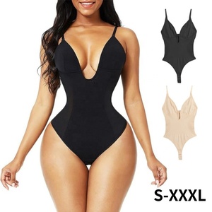 Body sculptant une pièce pour femme, <span class=keywords><strong>grande</strong></span> <span class=keywords><strong>taille</strong></span> européenne et américaine, dos nu en V profond, effet gainant <span class=keywords><strong>taille</strong></span> et fessier, type string - Product Image 1