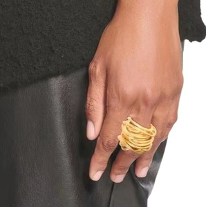 French <strong>Paris</strong> Heavy Weave Line Copper Electroplated Luxury Palace Style Retro Baroque Vintage Unisex Geometric Shape <strong>Ring</strong> <strong>Light</strong> - Product Image 2