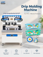 Machine de goutte-à-goutte PVC haute précision 18 couleurs pour la fabrication de porte-clés personnalisés, de sous-verres, de décorations de semelles de chaussures et de patchs en caoutchouc