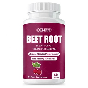 Cápsulas de raíz de remolacha de etiqueta privada Cápsulas puras de polvo de raíz de remolacha sin OGM y sin gluten para inmunidad digestiva atlética - Product Image 1