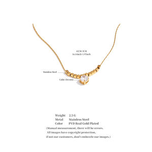 JINYOU 020 Collar de Cadena Fina de Diseño Moderno, <span class=keywords><strong>Acero</strong></span> <span class=keywords><strong>Inoxidable</strong></span> Chapado en Oro con Cuentas Cuadradas y Colgante de Circonia Cúbica - Product Image 6
